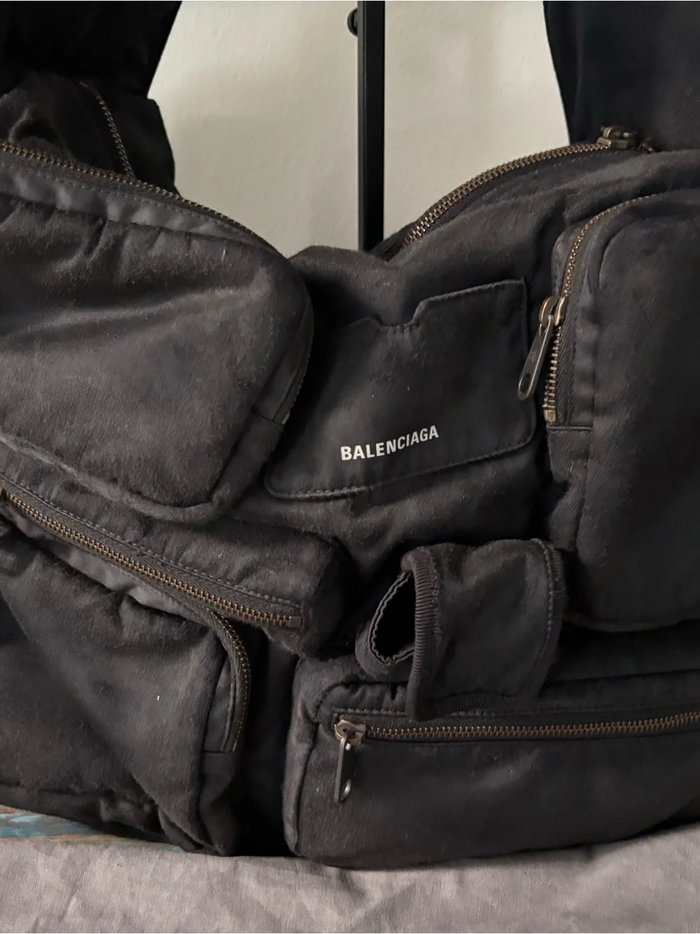 Balenciaga Black Multi-Pocket Nylon Messenger Bag